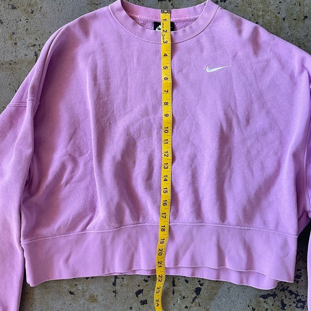 Nike Sportswear Cropped Fleece Oversized Crew-Neck Pastel Lilac Sweatshirt Sz SM - Picture 6 of 9
